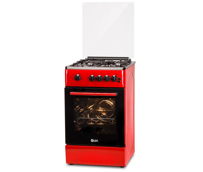 Aragaz LDK 5060 GRAI Red RMV, 4 Arzatoare, Siguranta, Grill, Rotisor, Aprindere, Iluminare, Capac sticla, Rosu [1]
