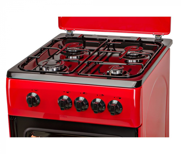 Aragaz LDK 5060 RED RMV, Gaz, 4 arzatoare, Capac metalic, Siguranta, 50x60 cm, Rosu [2]