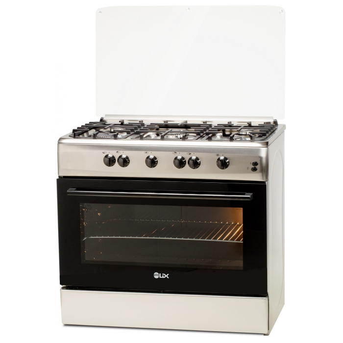 Aragaz LDK 6090 GRAI IX RMV, Gratare plita din fonta, 5 arzatoare, Aprindere electrica, Grill, Rotisor, 90 cm, Inox [2]