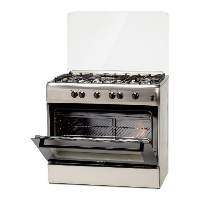 Aragaz LDK 6090 GRAI IX RMV, Gratare plita din fonta, 5 arzatoare, Aprindere electrica, Grill, Rotisor, 90 cm, Inox [3]