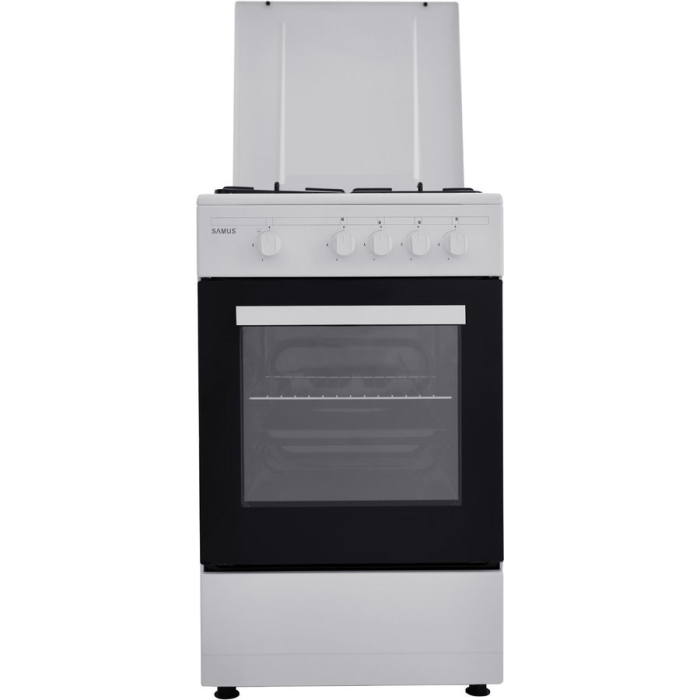 Aragaz Samus SM 450 ANS,4 arzatoare,Cuptor pe gaz,capacitate cuptor 49 l,Siguranta plita + cuptor,50 cm x 50 cm,Alb [2]