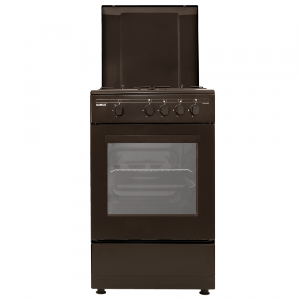 Aragaz Samus SM 450 MBS,4 arzatoare,Cuptor pe gaz,capacitate cuptor 49 l,Siguranta plita + cuptor,50 cm x 50 cm,Maro [1]