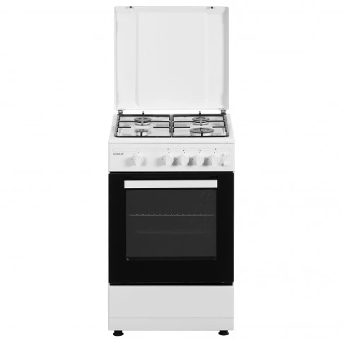 Aragaz Samus SM450APBS,4 arzatoare,Cuptor pe gaz,Capacitate cuptor 49 l,Aprindere electrica,Siguranta plita + cuptor,Alb [1]