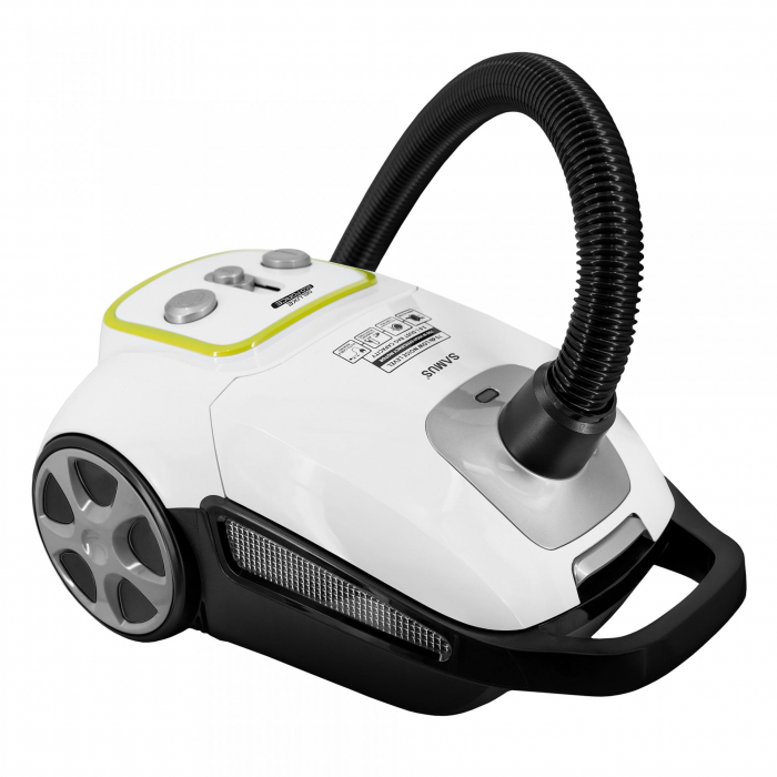 Aspirator cu sac Samus Deluxe Eco Power, 700 W, Eco Type, Putere de absorbtie 205 W, Filtru lavabil HEPA, Sac textil 3 L, Alb [1]