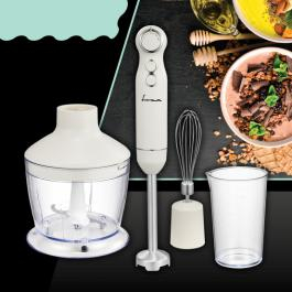 Blender Fram FHBL-RAC1200CR, 1200W, viteza variabila, functie Turbo, accesorii: tocator, tel, cana de mixat, picior blender din inox, motor DC, capacitate tocator: 500 ml, capacitate cana de mixare: 6 [3]