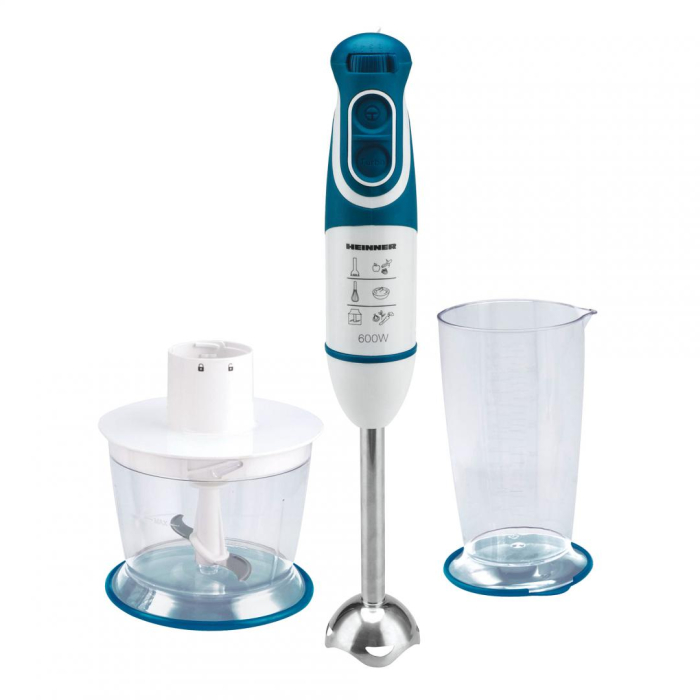 Blender Heinner Charm HB-600BL, 600W, vertical, de mana,5 viteze, functie Turbo, tel, tocator, Alb/Albastru [1]