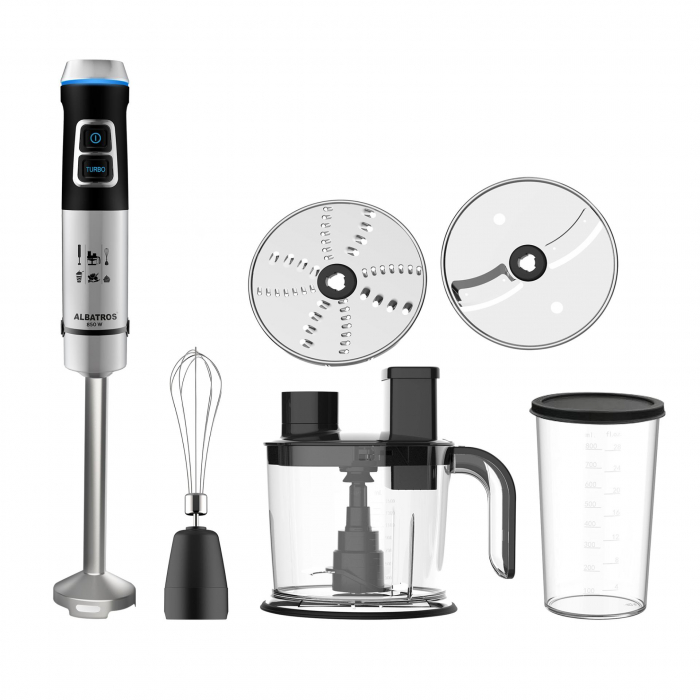Blender Albatros MR850A,850 W,bol plastic 0.8 l, tocator 1.5 l,Turatie reglabila + functie Pulse,Motor puternic si silentios,Inox [1]