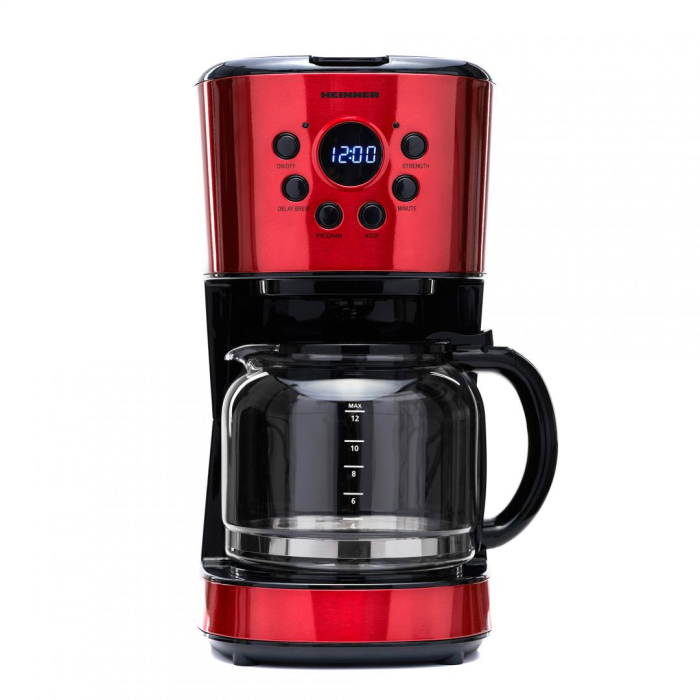 Cafetiera Heinner HCM-1500RDIX, digitala,900 W, 1.5 L, Timer, Display Led, fara BPA, Rosu/Negru [2]