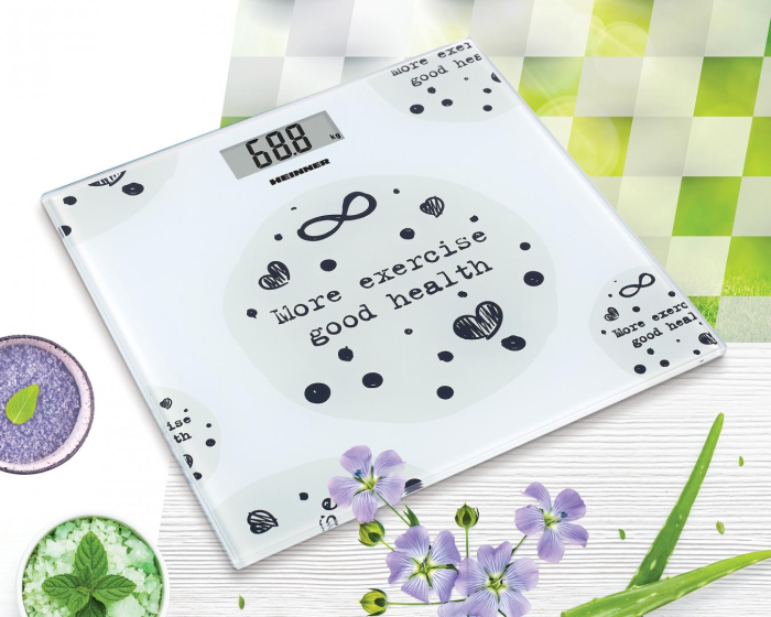 Cantar electronic de persoane Heinner HBS-150MSJ, 150kg, sticla securizata 6mm, 30 x 30 cm, display lcd, Alb [2]