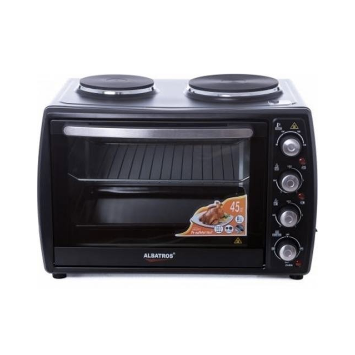 Cuptor electric Albatros A45BP2, 45 litri,3500 W,1800 W cuptor + 700/1000 plitele,2 plite electrice,Control temp. de la 90Â°C la 230Â°C,Negru [2]