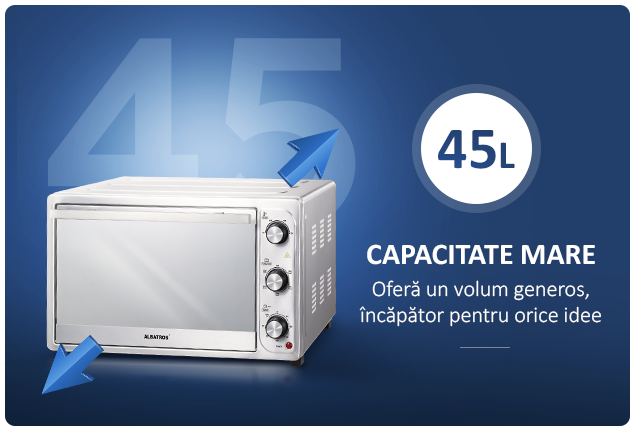 Cuptor electric Albatros A45CRX2,45 litri,1800 W,Rotisor, Convectie, Control temp. de la 90Â°C la 230Â°C,Inox [2]