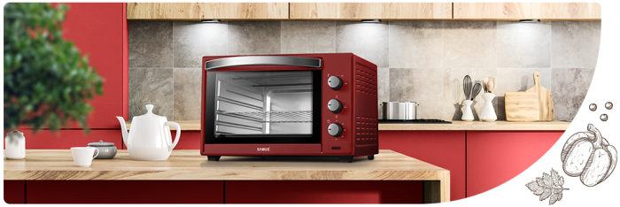 Cuptor electric Samus CS-45RED, 45 litri , 2000 W, Rosu [2]