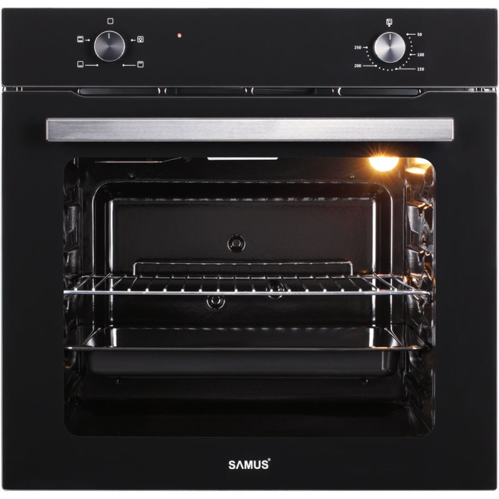 Cuptor incorporabil Samus SC621G4,2000 W,81 l,4 functii,Ventilator tangential de racire,Reglaj temperatura Ă®ntre 50-250 Â°C,clasa energetica A,Negru [1]