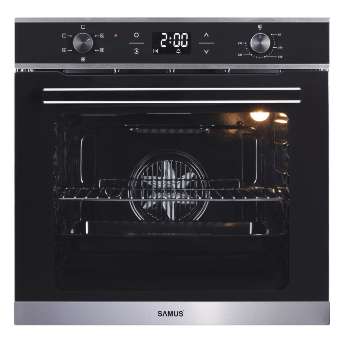 Cuptor incorporabil Samus SC625GDX5,2000 W,75 l,5 functii,Semi grill,Ventilator tangential de racire,Reglaj temperatura Ă®ntre 50-250 Â°C,clasa energetica A,Negru [1]
