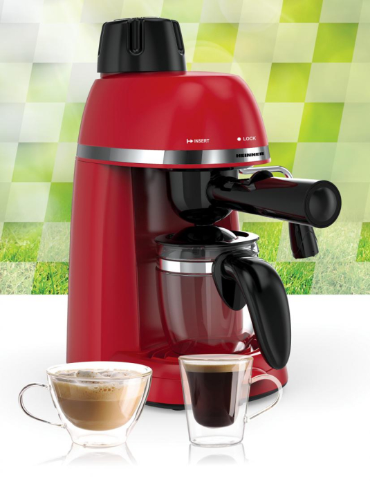 Espressor manual Heinner Kopy 350RD HEM-350RD, 800W, 3.5 bar, capacitate rezervor 0.24l, optiuni preparare: espresso si cappuccino, Rosu [4]