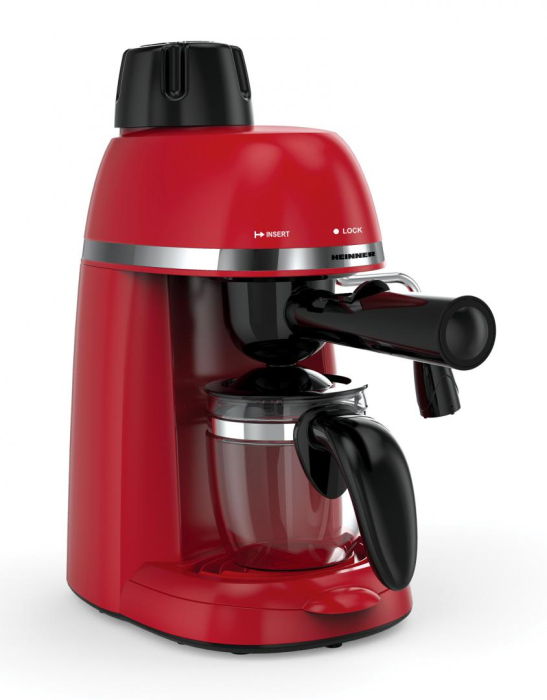 Espressor manual Heinner Kopy 350RD HEM-350RD, 800W, 3.5 bar, capacitate rezervor 0.24l, optiuni preparare: espresso si cappuccino, Rosu [2]