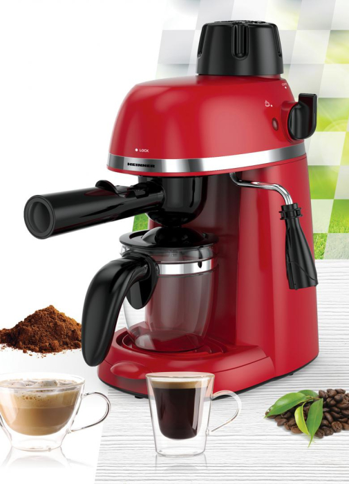 Espressor manual Heinner Kopy 350RD HEM-350RD, 800W, 3.5 bar, capacitate rezervor 0.24l, optiuni preparare: espresso si cappuccino, Rosu [3]