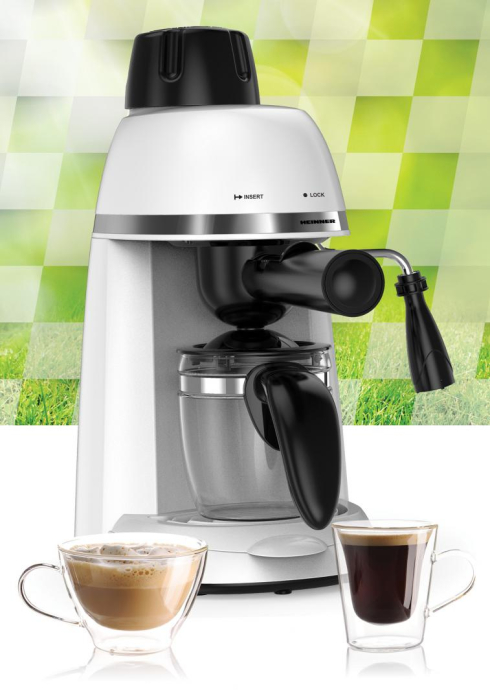 Espressor manual Heinner Kopy 350WH HEM-350WH, 800W, 3.5 bar, capacitate rezervor 0.24l, optiuni preparare: espresso si cappuccino, Alb [4]