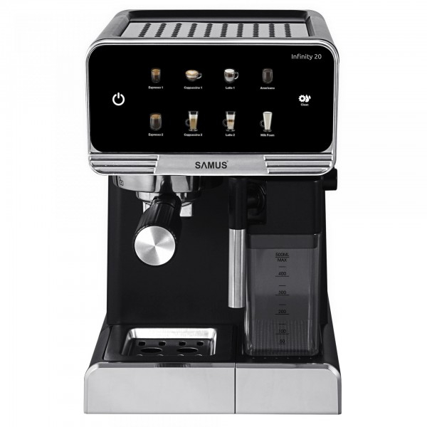 Espressor manual Samus Infinity 20, 1350 W, 7 optiuni de cafea, Rezervor lapte, Negru-Argintiu [1]