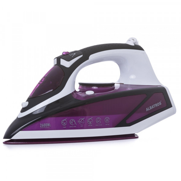 Fier de calcat  Albatros FUCHSIA,2600 W,rezervor 450 ml,Control variabil al aburilor 0-80 g/ min,Jet puternic de abur 110 g/min,Alb/Mov [1]