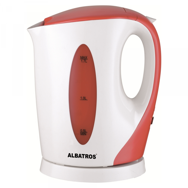 Fierbator Albatros AQUARIA,2200 W,1.7 litri,Utilizare fÄrÄ fir,Bec indicator funcĹŁionare,ProtecĹŁie la supraĂ®ncÄlzire,Alb/Rosu [1]