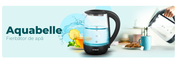 Fierbator Samus AQUABELLE, 2200W, 1.7 l,Elemente de incalzire acoperit din inox,oprire automata [2]