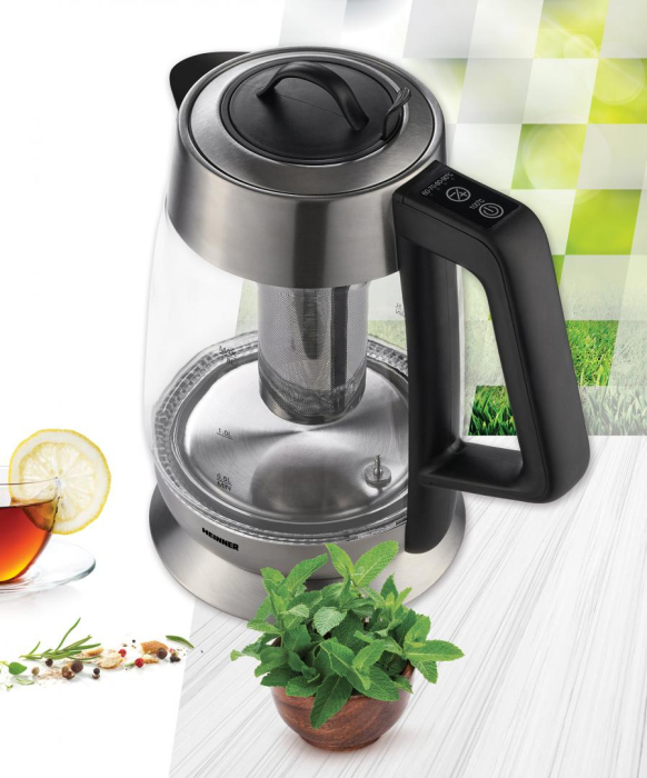 Fierbator Heinner HEK-TF18GX, electric, cu filtru pentru ceai, capacitate: 1.7L, 5 nivele temperatura, indicator luminos in functie de temperatura, control Touch, inox [4]