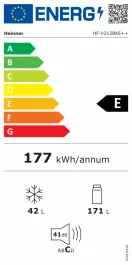 Frigider cu 2 usi Heinner HF-V212BKE++,212L,145 cm,sistem de racire Less Frost, control mecanic cu termostat reglabil, lumina LED, 3 rafturi din sticla, clasa energetica E,Negru [3]