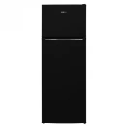 Frigider cu 2 usi Heinner HF-V212BKE++,212L,145 cm,sistem de racire Less Frost, control mecanic cu termostat reglabil, lumina LED, 3 rafturi din sticla, clasa energetica E,Negru [1]