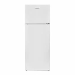 Frigider cu 2 usi Heinner HF-V212E++, 212L,145 cm, control mecanic cu termostat reglabil, lumina LED, 3 rafturi din sticla, clasa energetica E, Alb [1]
