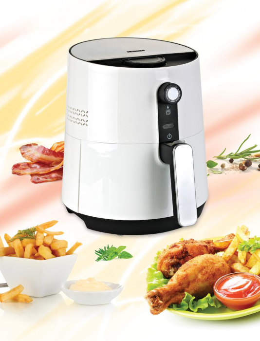 Friteuza Heinner AirFryer HAF-1300WH, cu aer cald ,gatire fara ulei, 1300 W, capacitate vas 3.6l, capacitate cos 2.6L , termostat reglabil 0-200ËšC, timer 30 min, Alb [2]