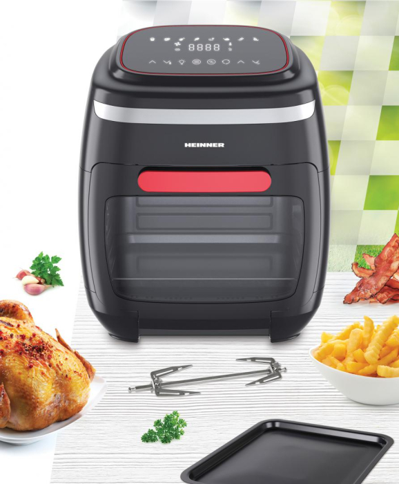 Friteuza Heinner Aifryer Crystal Clear HAF-B2000FB, cu aer cald ,gatire fara ulei, 2000W, capacitate cos 4.5L, capacitate cuptor 11L, 8 programe, 3 rafturi pentru preparare cu aer cald, afisaj digital [6]