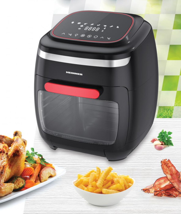 Friteuza Heinner Aifryer Crystal Clear HAF-B2000FB, cu aer cald ,gatire fara ulei, 2000W, capacitate cos 4.5L, capacitate cuptor 11L, 8 programe, 3 rafturi pentru preparare cu aer cald, afisaj digital [5]