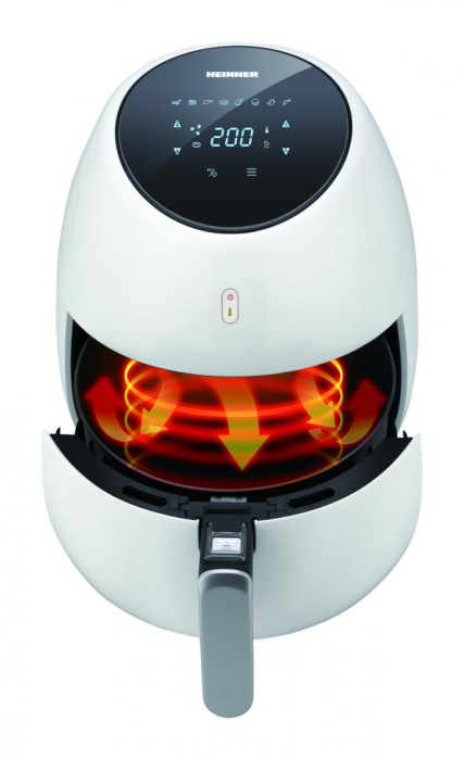 Friteuza Heinner Airfryer SnowDrop HAF-B2000WH,cu aer cald , gatire fara ulei, 2000W, vas detasabil anti-adeziv, capacitate cos: 5L, afisaj digital, termostat reglabil: 80-200ËšC, timer max. 60 min, A [3]
