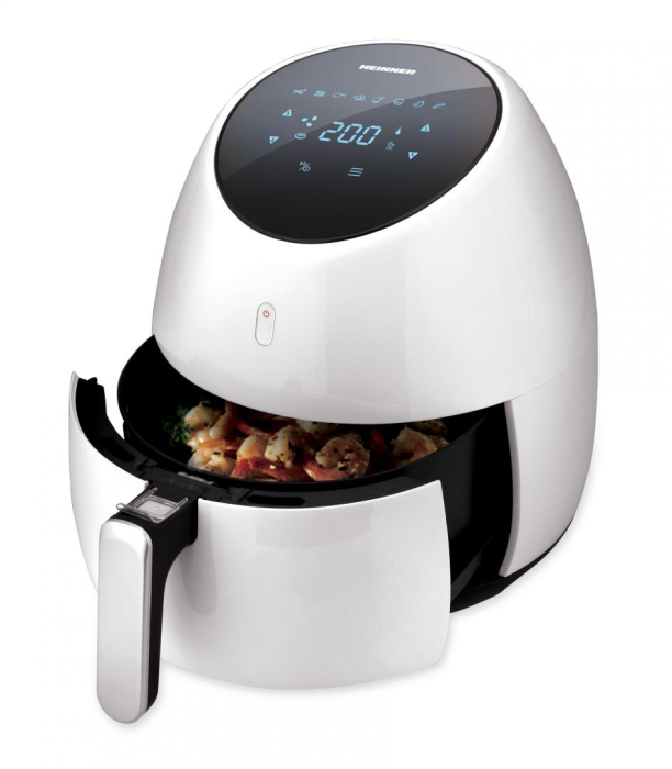 Friteuza Heinner Airfryer SnowDrop HAF-B2000WH,cu aer cald , gatire fara ulei, 2000W, vas detasabil anti-adeziv, capacitate cos: 5L, afisaj digital, termostat reglabil: 80-200ËšC, timer max. 60 min, A [2]