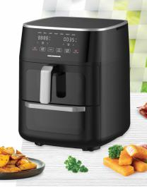 FRITEUZA DUBLA CU AER CALD HEINNER OVENFRY COOK HAFO-M11BK1700, 1500-1850W, DOUA COMPARTIMENTE (GATIRE AER CALD SI CUPTOR), CAPACITATE TOTALA: 11L (6 + 5L), DISPLAY DIGITAL CU CONTROL TOUCH, TIMER 90  [2]