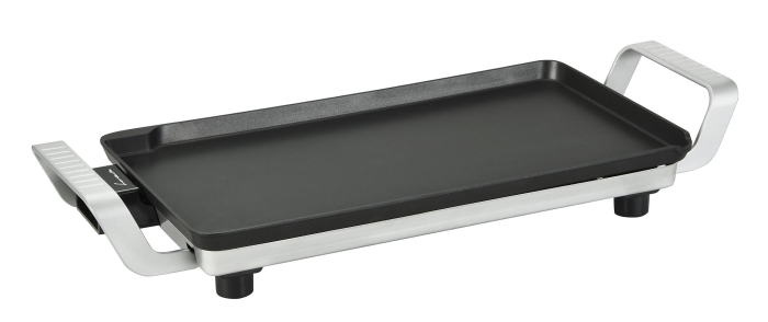 Gratar electric Fram FEG-F2500SL, 2500W, placa fixa turnata, invelis antiaderent, placa 52 X 26 cm, temperatura ajustabila, maner rece, maner din aluminiu turnat, Negru/Argintiu [2]