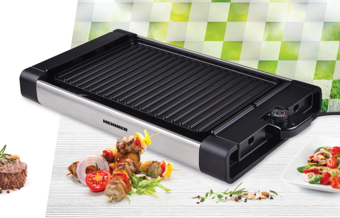 Gratar electric Heinner HEG-F1800, 1800 W, placa detasabila cu invelis anti-adeziv, placa 41 x 26 cm, Negru/Inox [3]