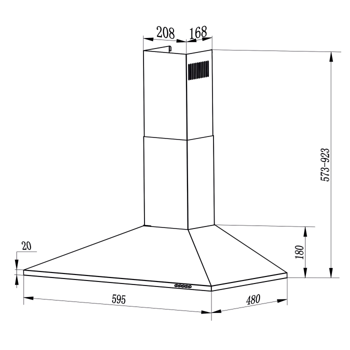 Hota decorativa Samus HS630DLX, 60 cm, Tip Turn, 1 motor, Putere absorbtie 164-300 m3/h, 3 trepte de absorbtie, Filtru tip dublu-caseta(din aluminiu), clasa C, inox [2]