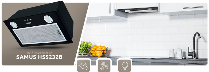 Hota incorporabila Samus HS5232B, 52.5 cm, 325 mc/h, 1 motor, 68 W, Clasa B,neagra [3]