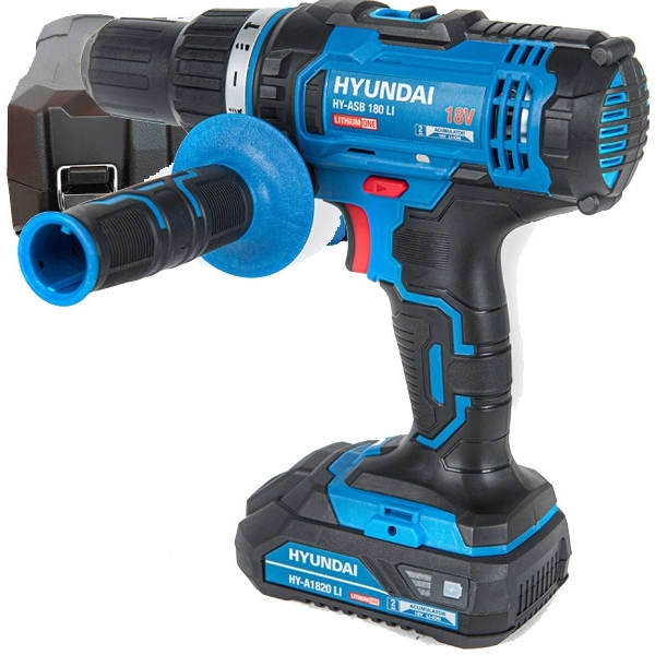 Masina de gaurit si insurubat cu percutie Hyundai HY-ASB 180 LI, turatie variabila, 18V, 1 acumulator + 6 biti + 6 burghie + 1 adaptor magnetic,Albastru [1]