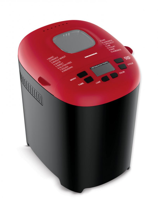 Masina de paine Heinner PastryChef 550 HBM-915BKR, 550W, capacitate 700-900g, 15 programe, negru/ rosu [2]
