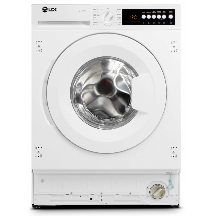 Masina de spalat rufe incorporabila LDK Higeea 812DD BI, 8 Kg, 1200 rpm, 15 programe, Anti-Alergic, Amanare pornire, Spalare rapida, Display LED, Clasa D,Alb [2]