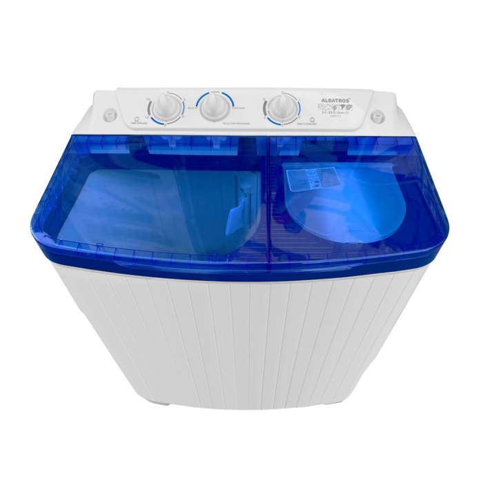 Masina de spalat rufe semiautomata cu storcator Albatros WMS 5.3,350 W spalare,120 W stoarcere,5 kg rufe uscate,2.5 kg stoarcere,Alb/Albastru [1]