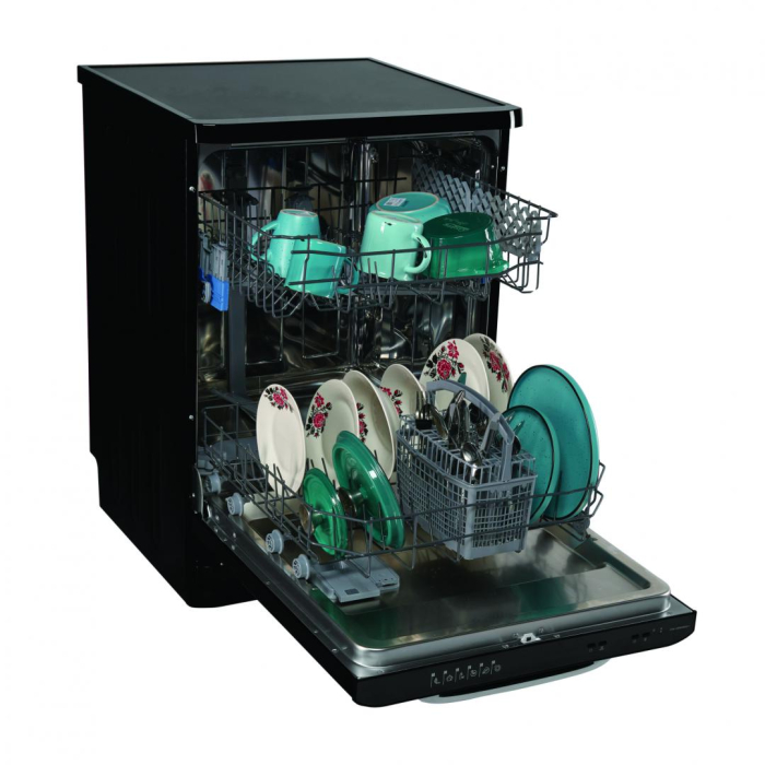 Masina de spalat vase Fram FDW-VRR606BKE++, 12 seturi, 6 programe, Clasa E, Display LED, Pornire intarziata, Aquastop, 60 cm, Clasa E,negru [5]