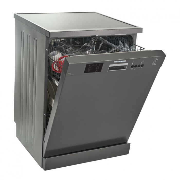 Masina de spalat vase Heinner HDW-FS6006DGE++, 12 Seturi, 6 programe, Half load, Aquastop, 60 cm, Clasa E,Antracit [3]
