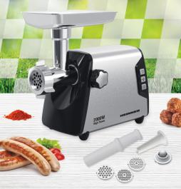 Masina de tocat Heinner HMG-Y2000SS, 2000W, angrenaj metalic si carcasa din aluminiu, capacitate tocare de 3kg/min, cutit inox, 3 site metalice, buton switch cu 2 viteze, functie reverse, carcasa inox [2]
