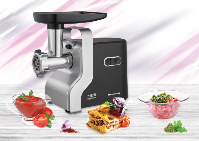 Masina de tocat Heinner MG-2100BKSL, 2100 W, Accesoriu rosii, Cutit Inox, Negru/Argintiu [3]