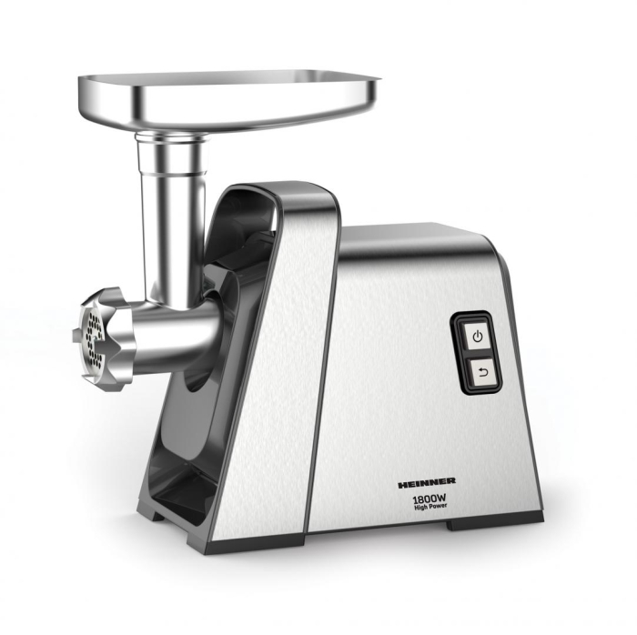 Masina de tocat Heinner HighPro 1800 MG-Y1800X, 1800W, functie reverse, 3 site de taiere,Accesoriu de rosii si carnati, Argintiu [1]