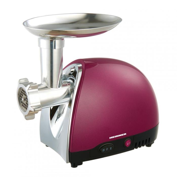 Masina de tocat Heinner MG1500TA-BG, 1600 W, Accesoriu pentru rosii si carnati, Cutit inox, Visiniu sidefat [2]